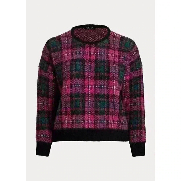 NEW! Lauren Ralph Lauren Women's Plus 1X Plaid Wool-Blend Sweater NWT $195 - Picture 1 of 3